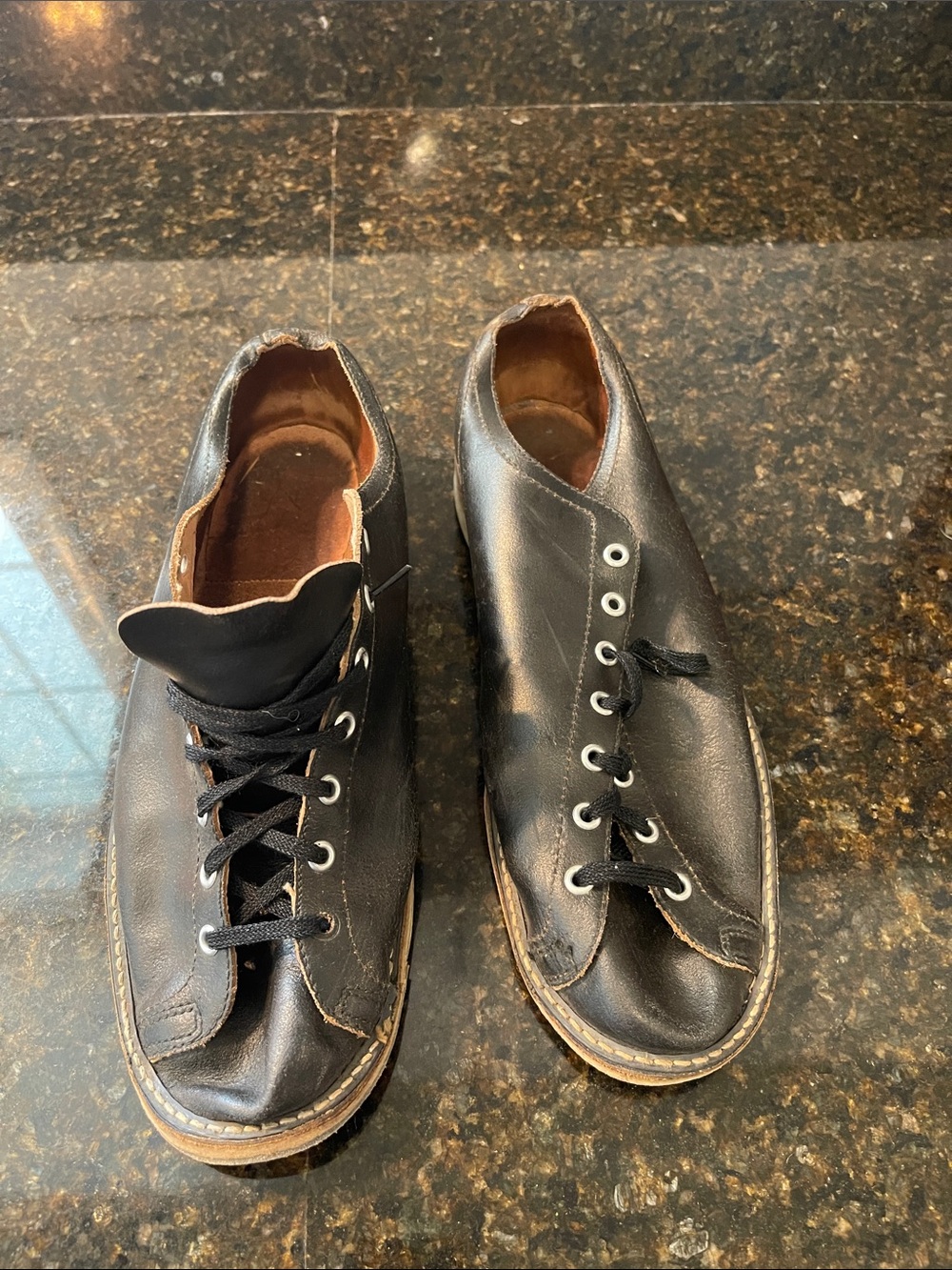 Vintage Women’s Black Leather Bowling Shoes as is - marked 10